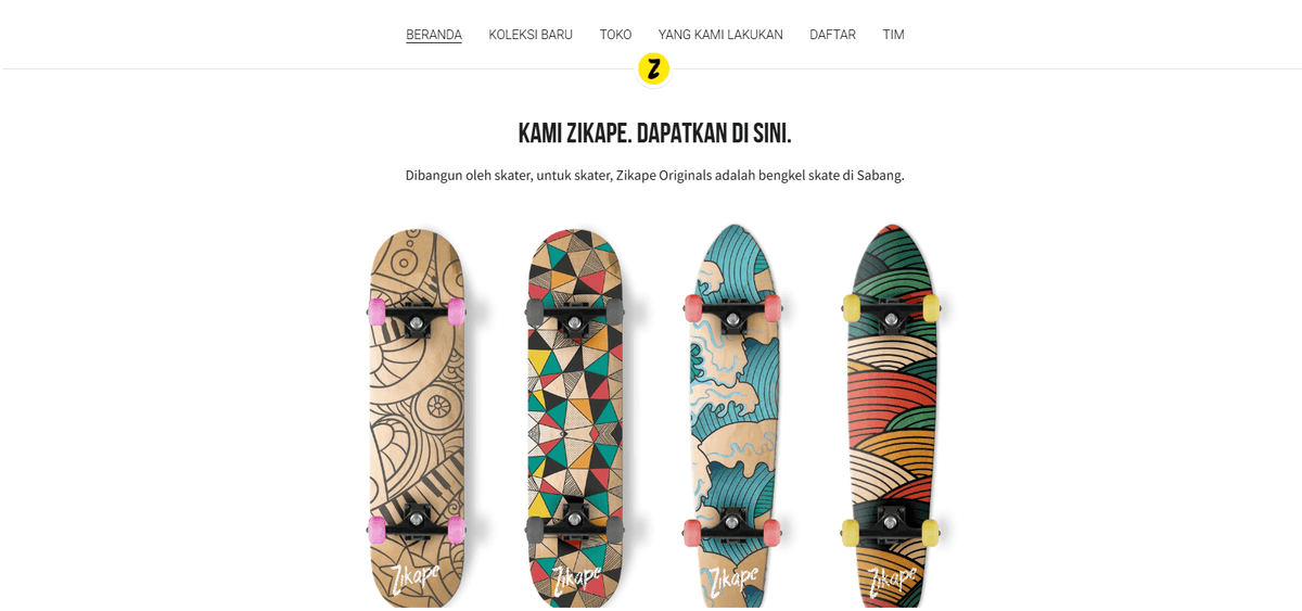 Template Zikape dari Strikingly