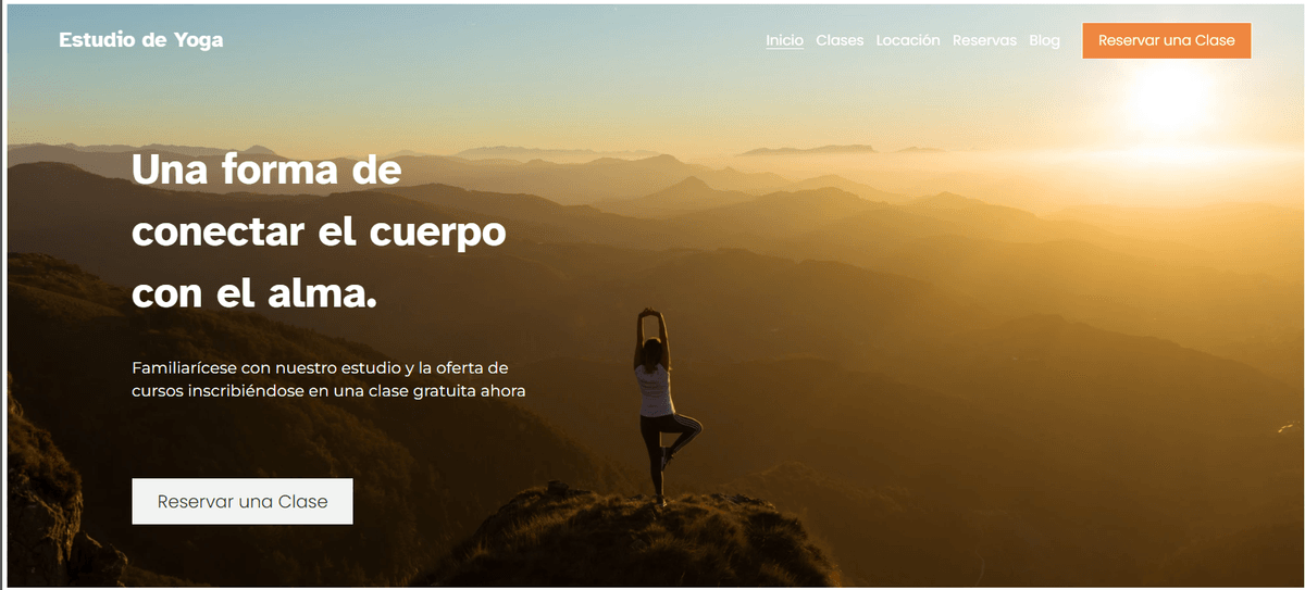 Plantilla de yoga de Strikingly