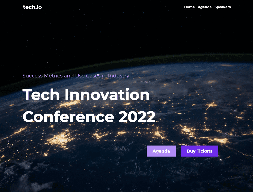 Šablona Tech.io od Strikingly