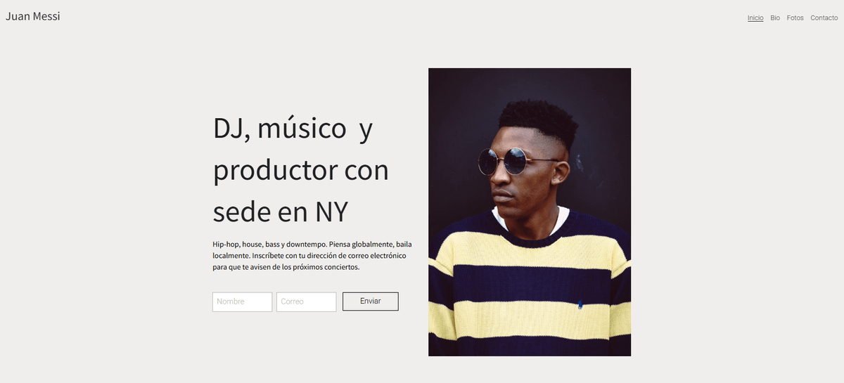 Plantilla de DJ de Strikingly