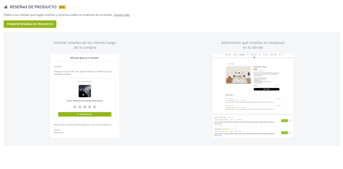 Sección destacada de reseñas de productos de Strikingly