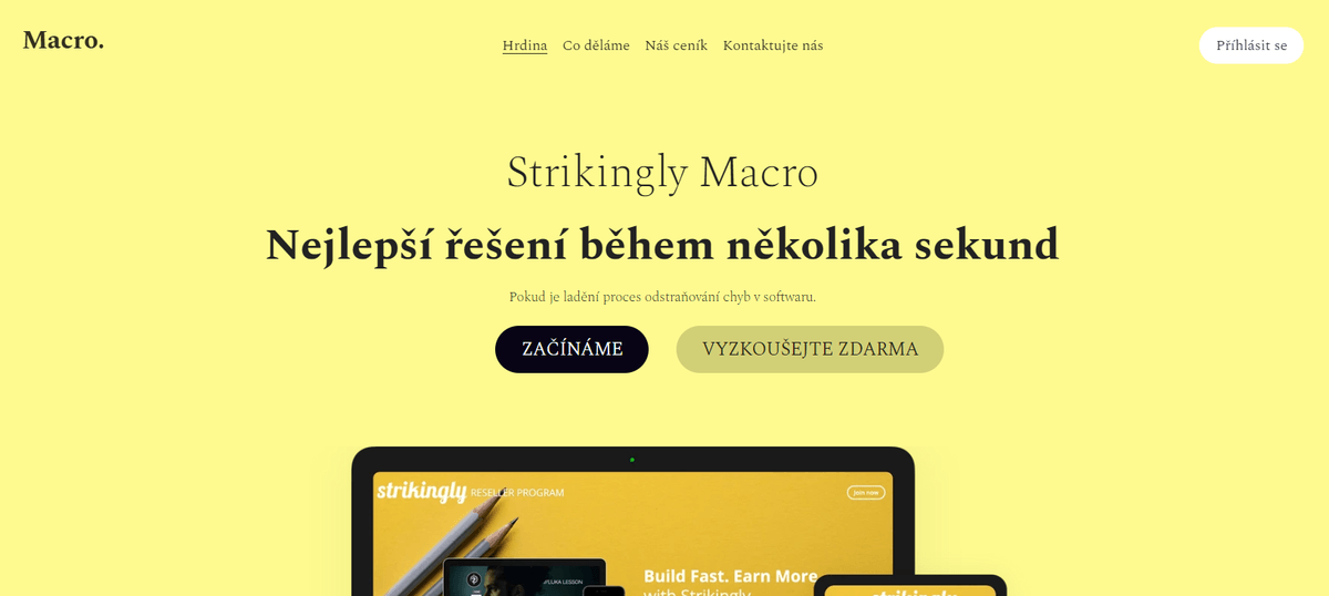 Šablona makra od Strikingly