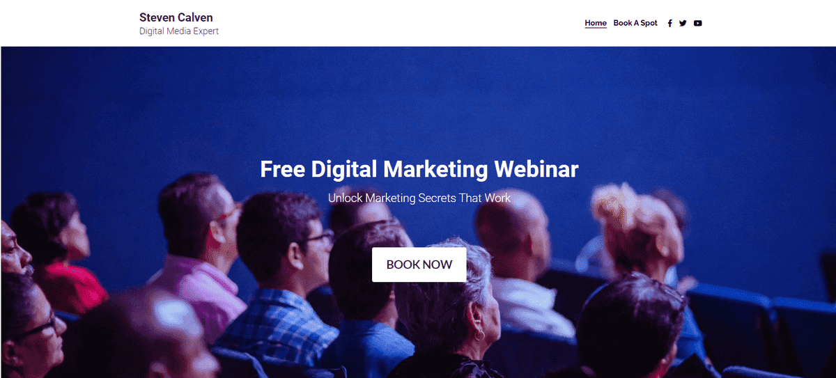 Plantilla de seminario web de marketing de Strikingly