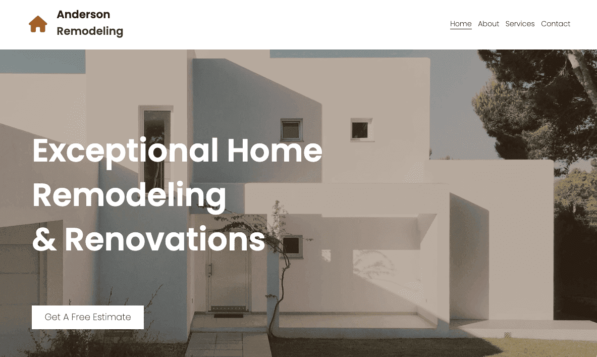 Plantilla de remodelación de viviendas de Strikingly