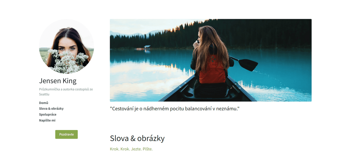 Čistá šablona od Strikingly