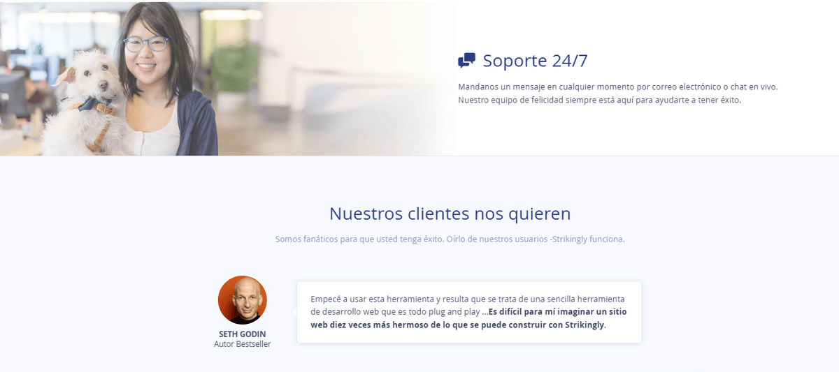 Testimonios de clientes satisfechos de Strikingly
