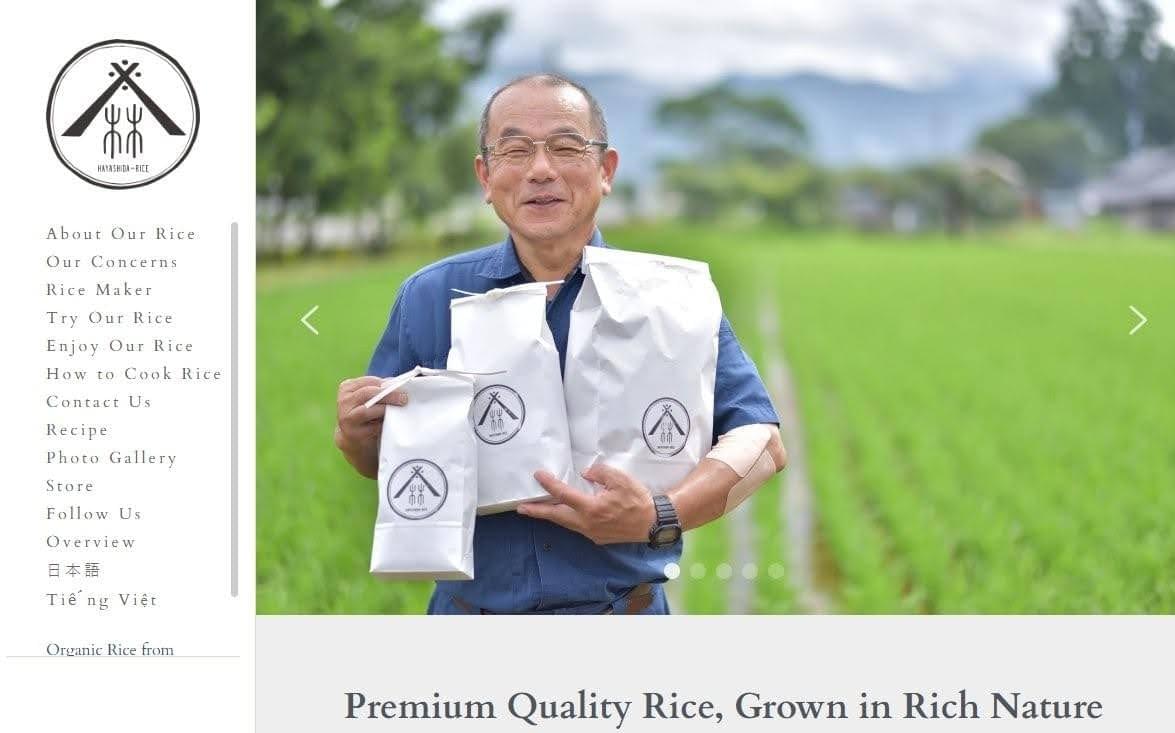 Sitio web de Hayashida Rice