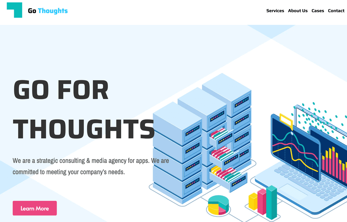 Plantilla "Ir a por pensamientos" de Strikingly
