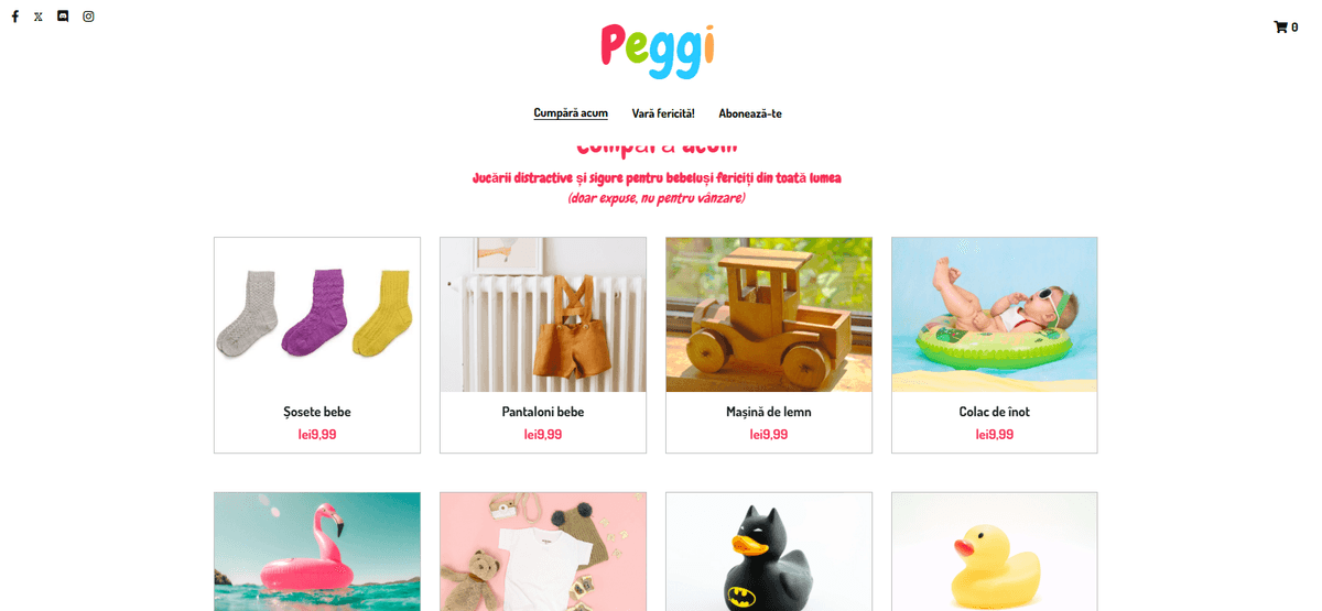 Șablon pentru magazin online Peggi de la Strikingly