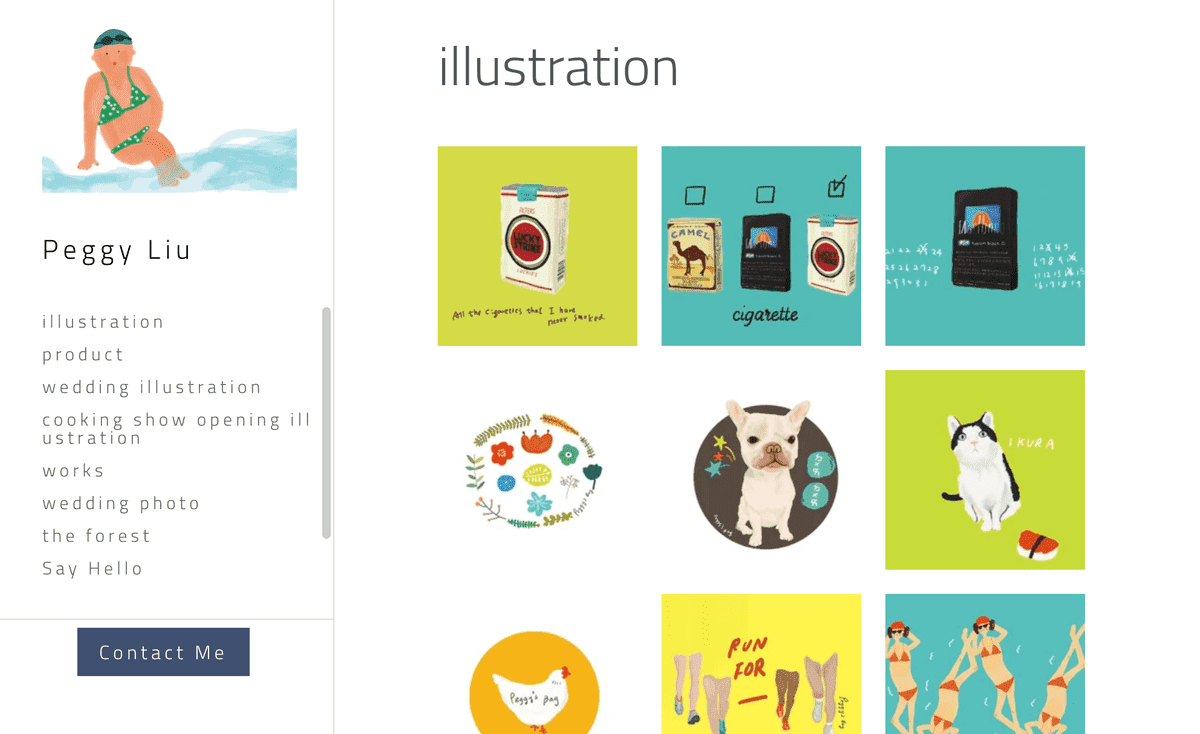 Gráficos del sitio web de Peggy Liu