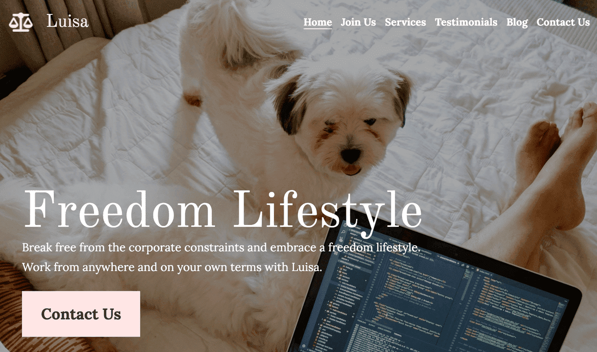 Plantilla de estilo de vida libre de Strikingly