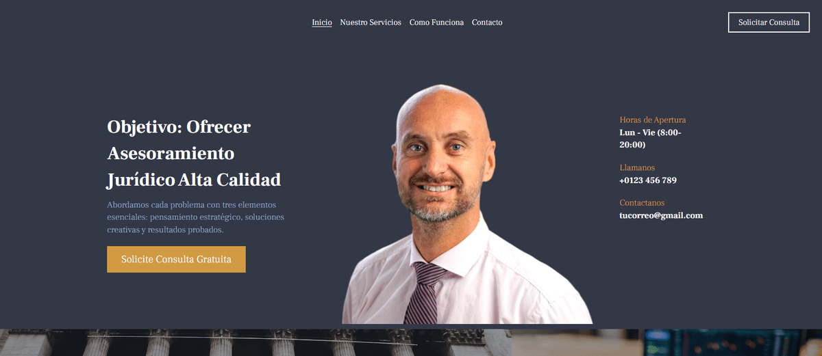 Plantilla de consultoría jurídica de Strikingly