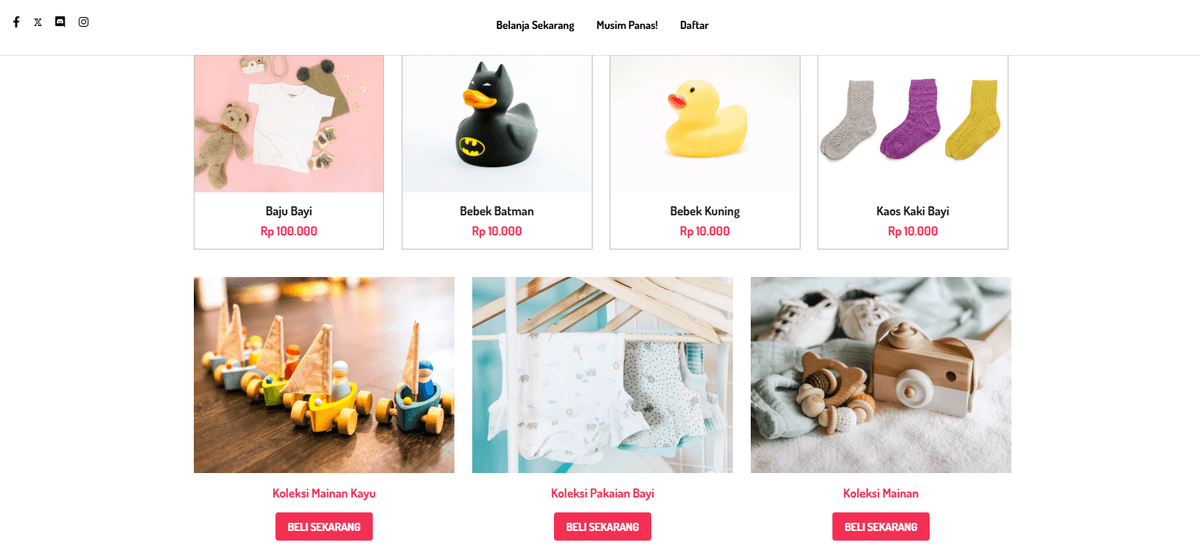 Template Toko Online Peggi dari Strikerly