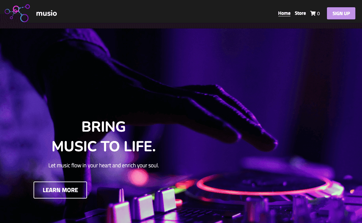 Template Musio dari Strikingly