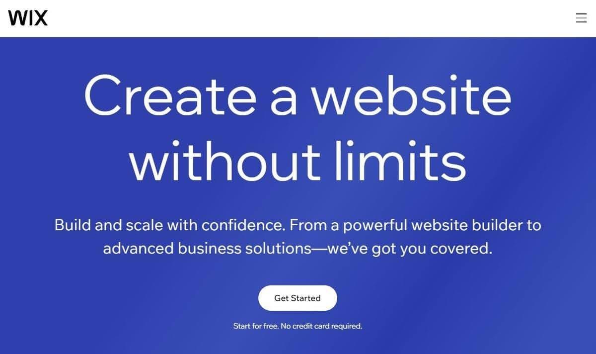 Página de destino de Wix