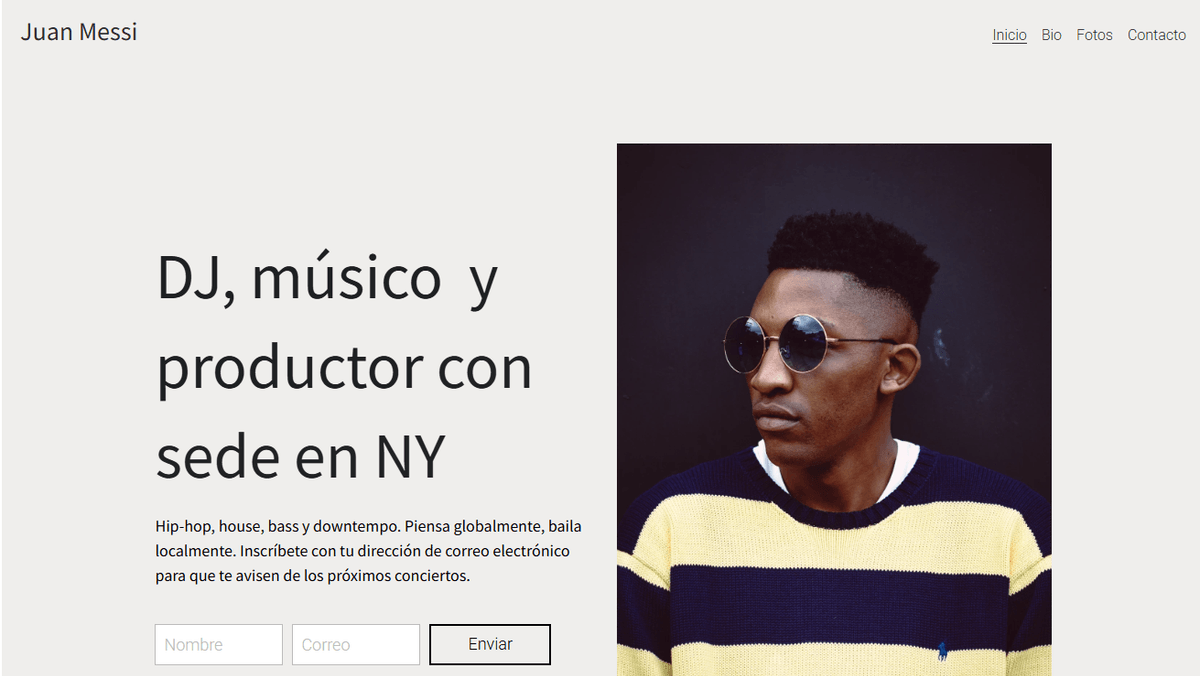 Plantilla de DJ de Strikingly