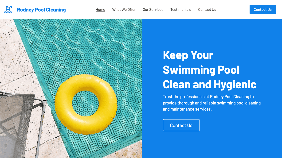 Template Pembersihan Kolam Renang dari Strikingly