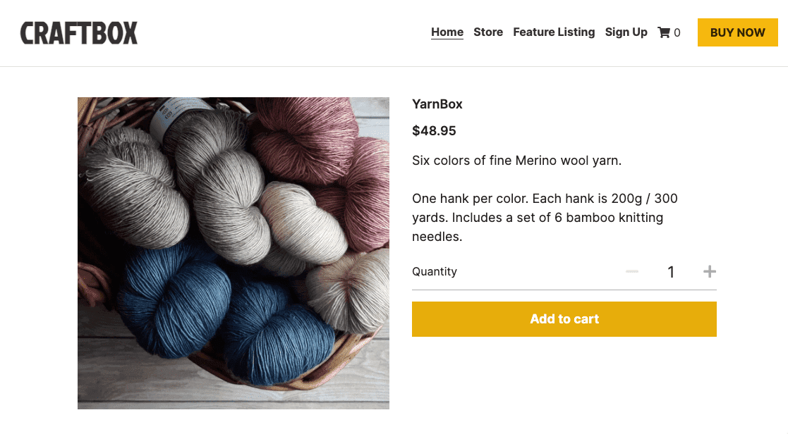 Template CraftBox dari Strikingly