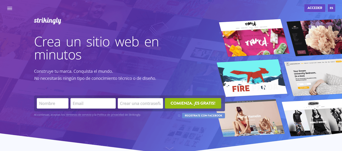 Página de destino sorprendente