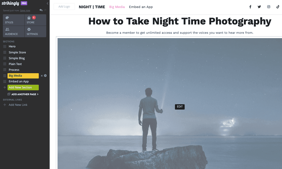 Editor Situs Web yang Mencolok