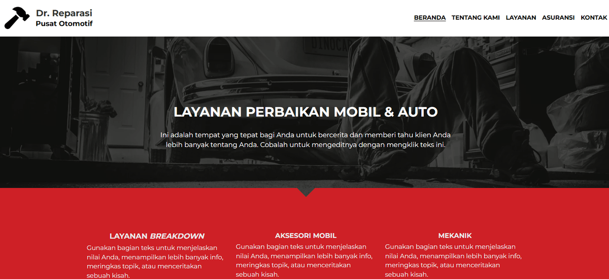Templat Desain Situs Web Bisnis Kecil Mekanik