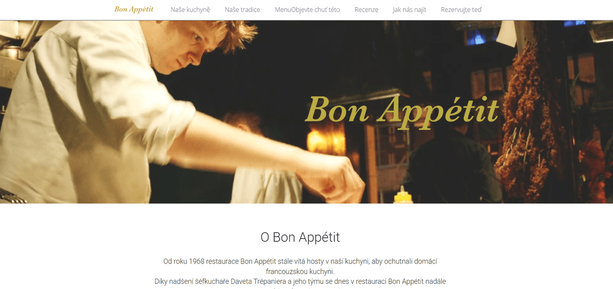 Šablona Bon Appetit od Strikingly
