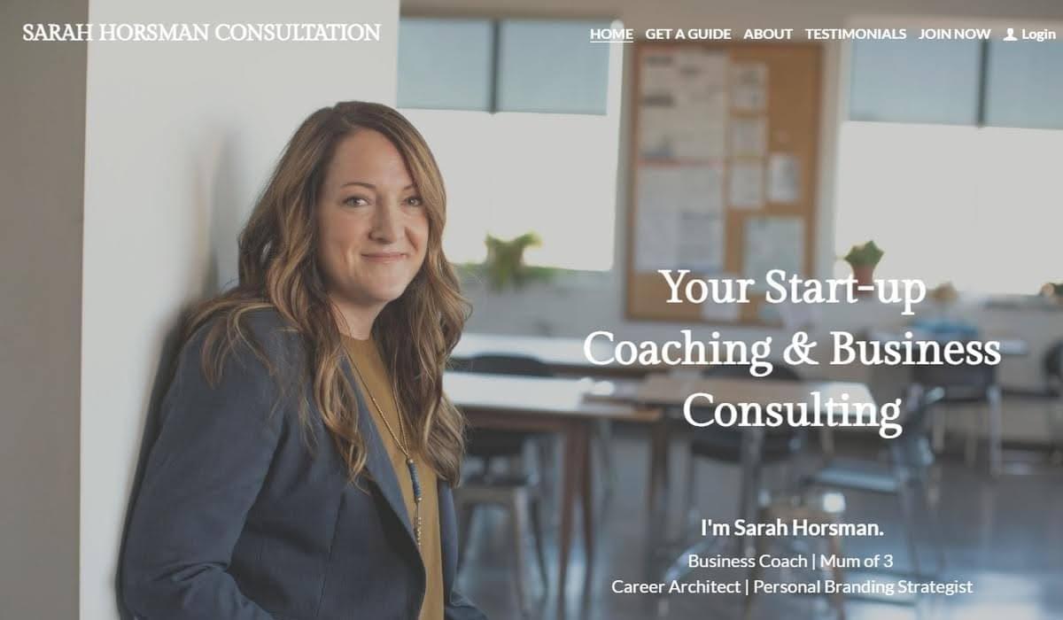 Plantilla de Coach de Startups de Strikingly