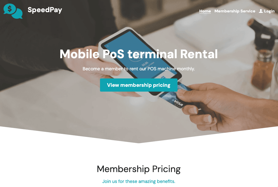 Template SpeedPay dari Strikingly