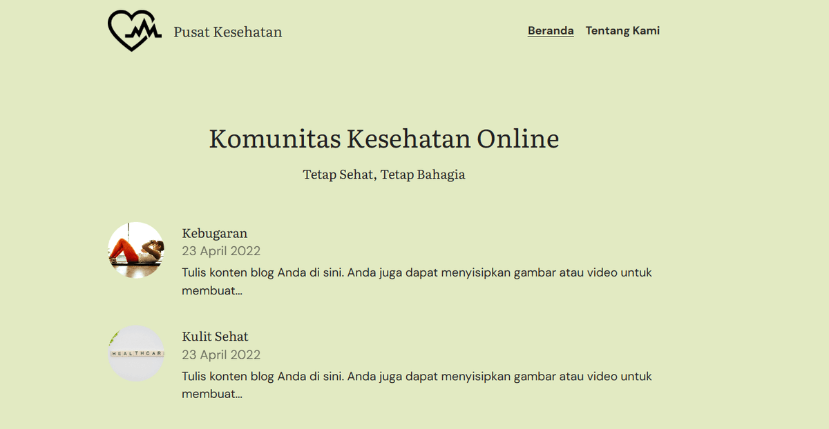 Templat Pusat Kesehatan dari Strikerly