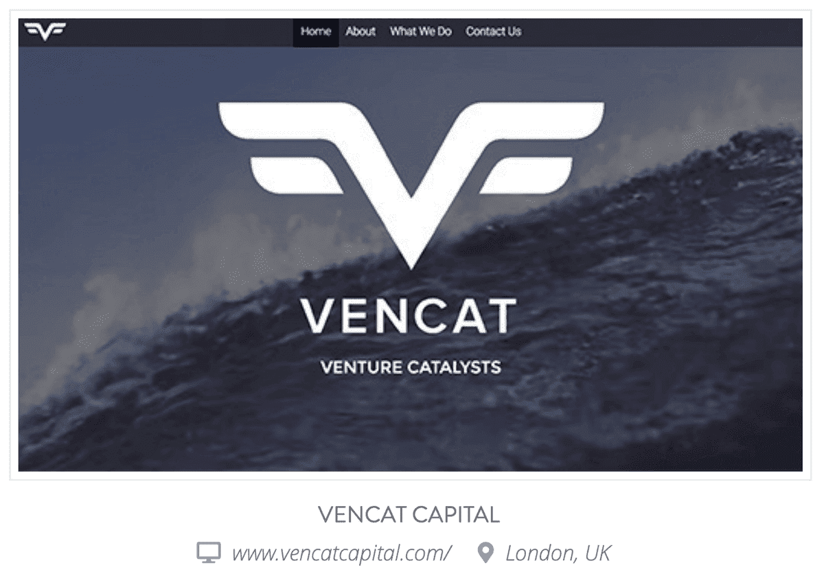 Sitio web de Vencat Capital con nombre de dominio