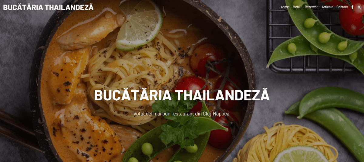 Șablon pentru restaurant thailandez de la Strikingly