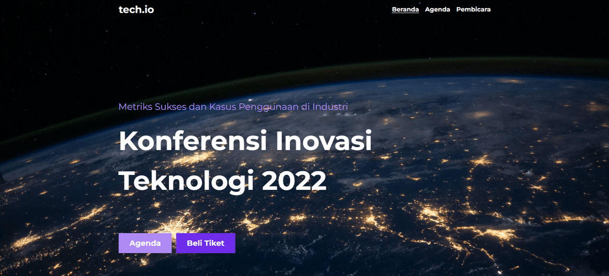 Templat Tech.io dari Strikingly
