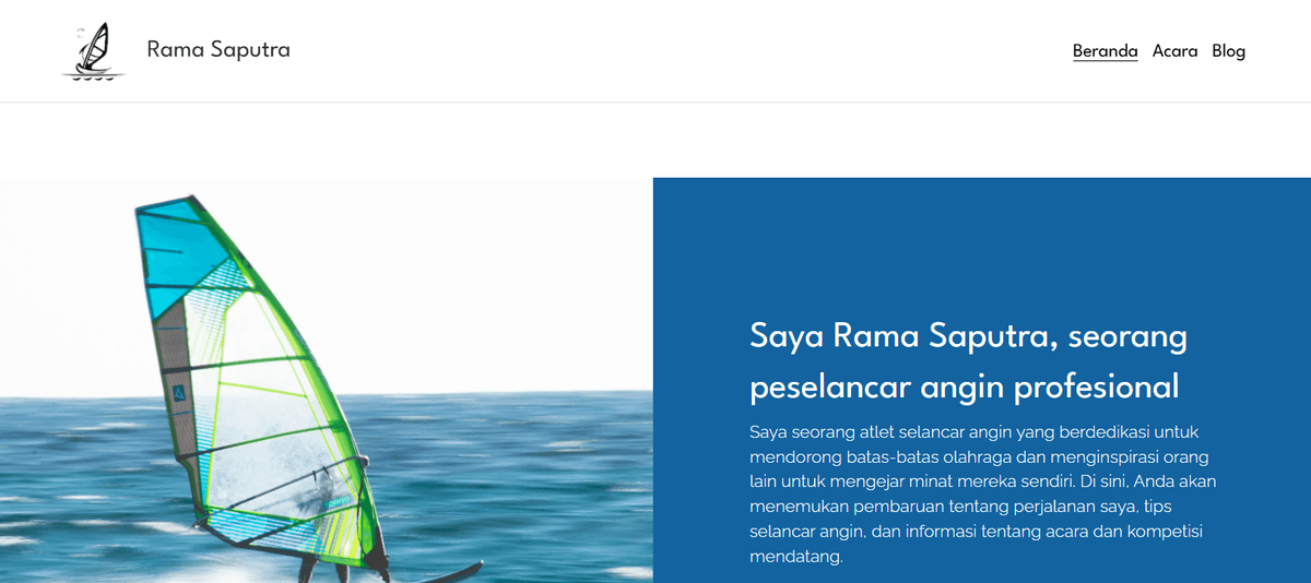 Templat Situs Web WindSurfer dari Strikingly