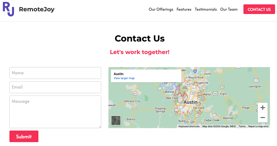 Template Remote Joy dari Strikingly