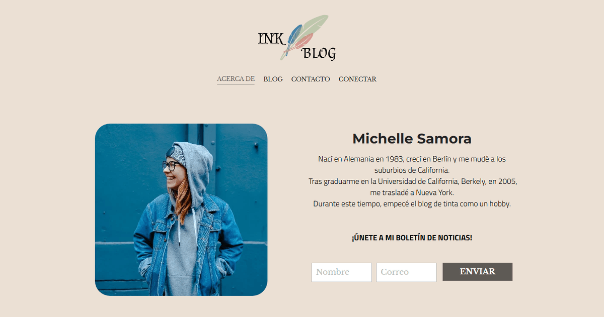 Plantilla de blog de tinta de Strikingly