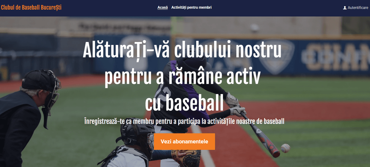 Șablon de club de baseball de la Strikingly