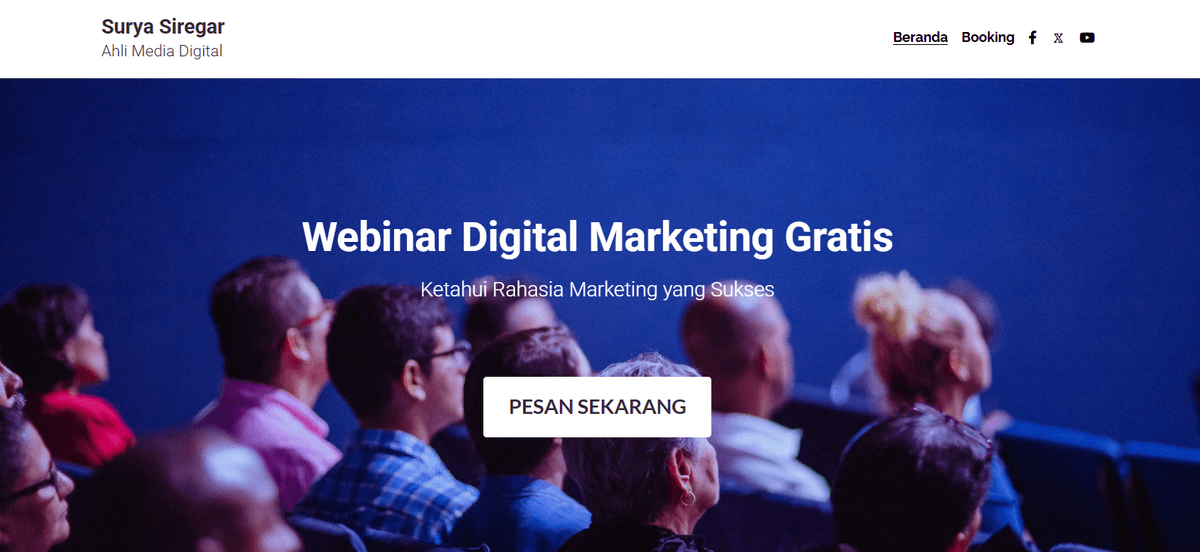 Templat Webinar Pemasaran dari Strikingly