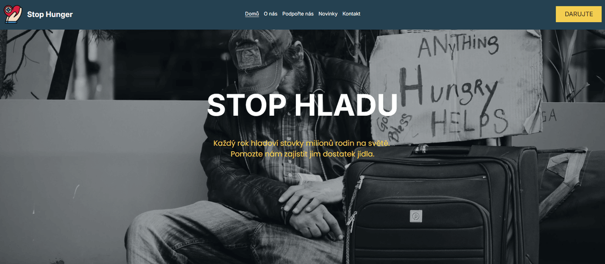 Šablona návrhu webových stránek neziskové organizace Stop Hunger