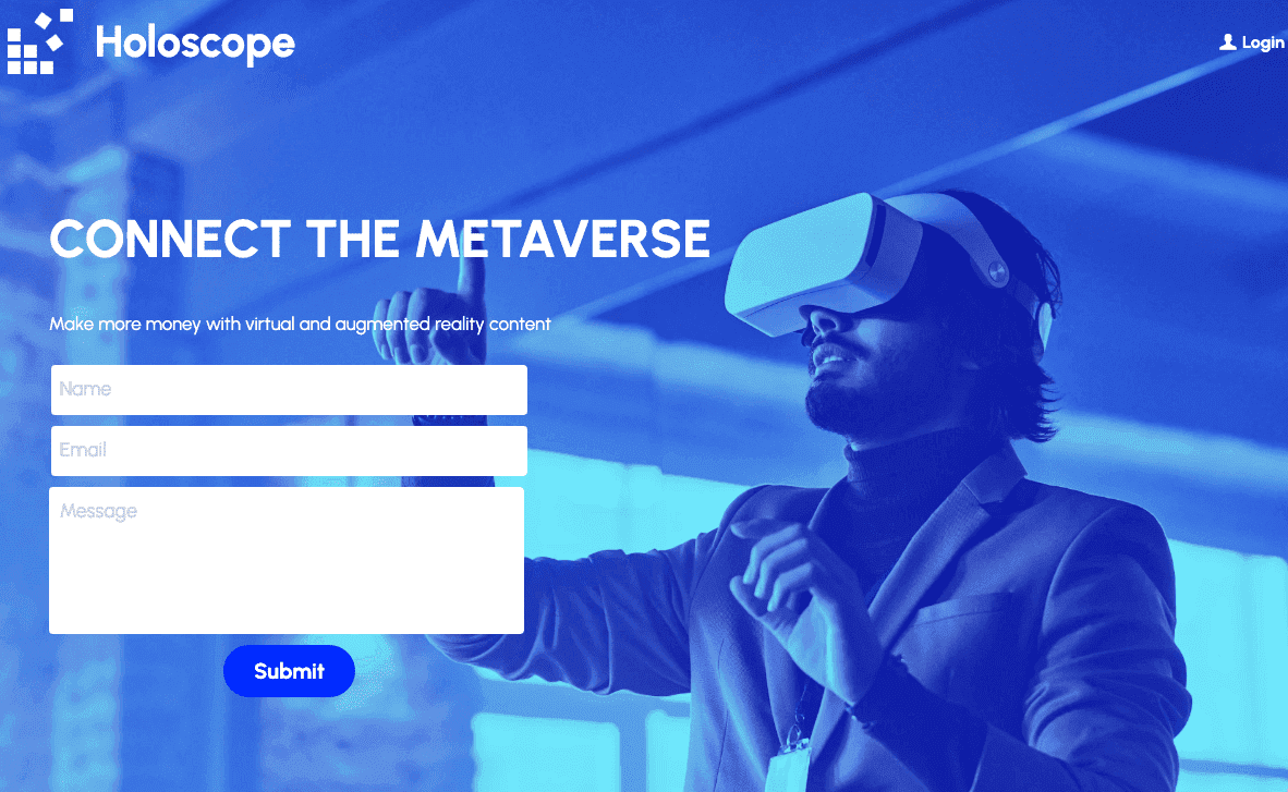 Plantilla de holoscopio con Strikingly