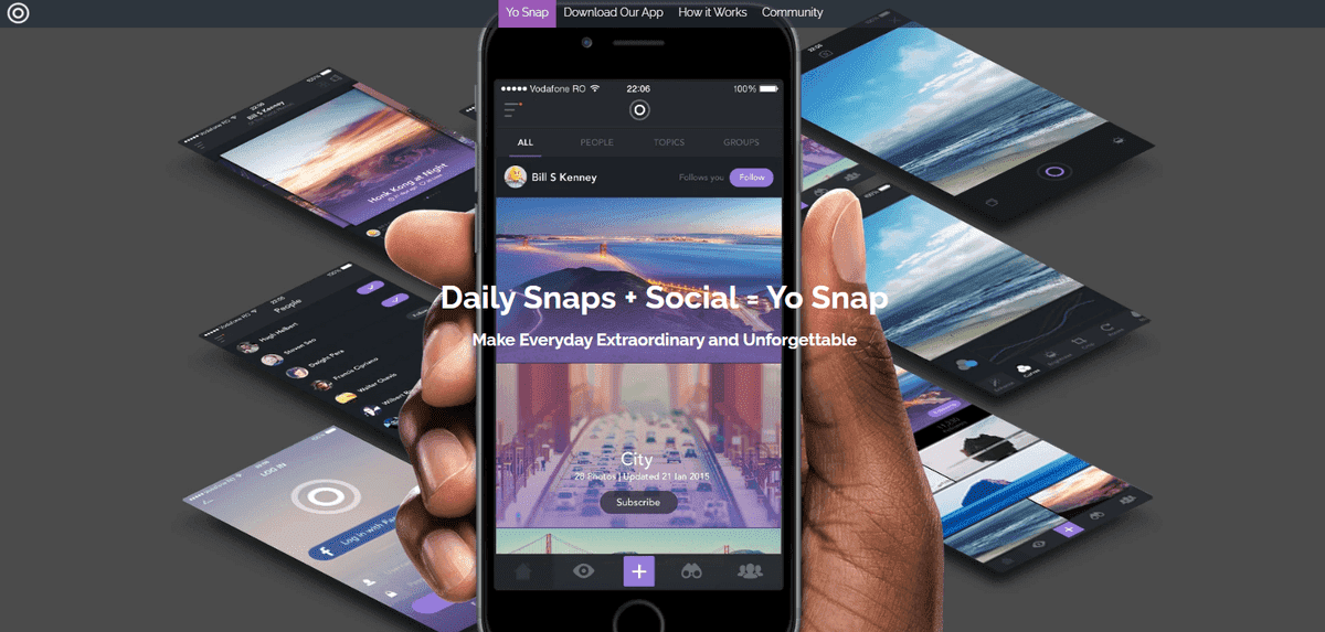 Plantilla Snap de Strikingly