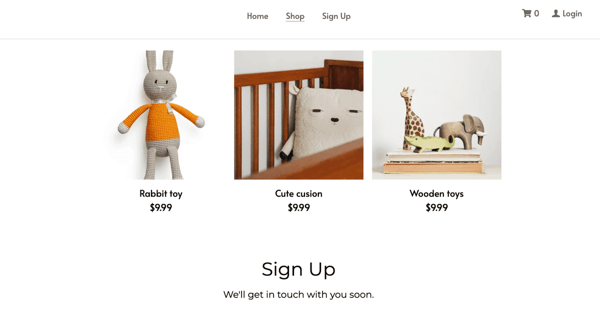 Plantilla de juguetes pequeños de Strikingly