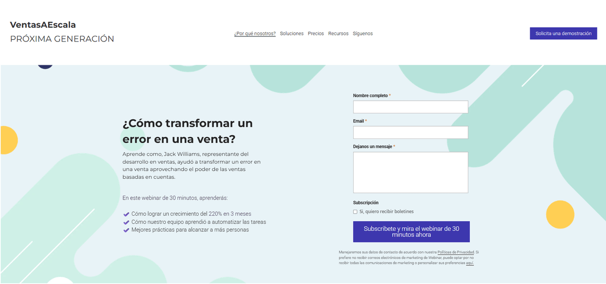 Plantilla SaleScale de Strikingly