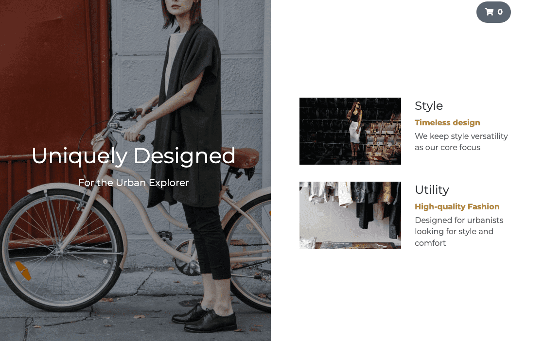 Template E-commerce Perspektif dari Strikenly