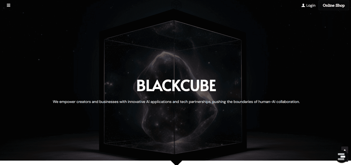 E-commerce Blackcube dengan Strikingly