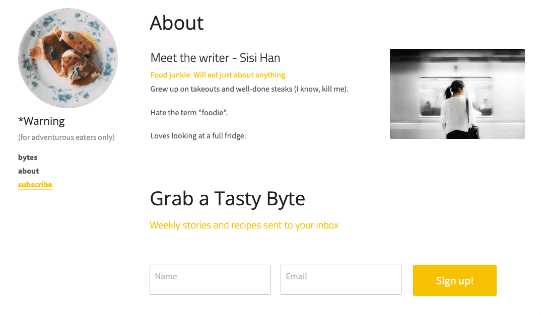 Byte Sized Template from Strikingly
