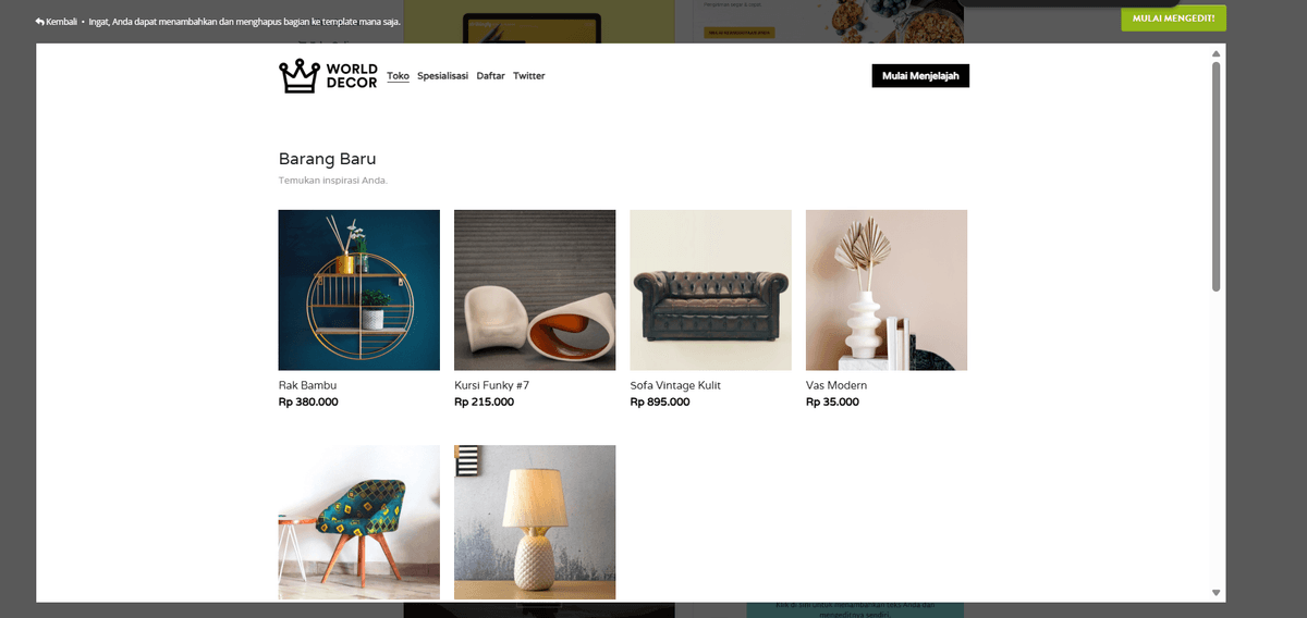 Templat Toko Online Dekorasi Dunia