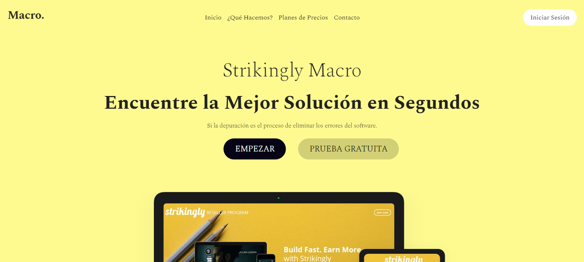 Plantilla de macro de Strikingly