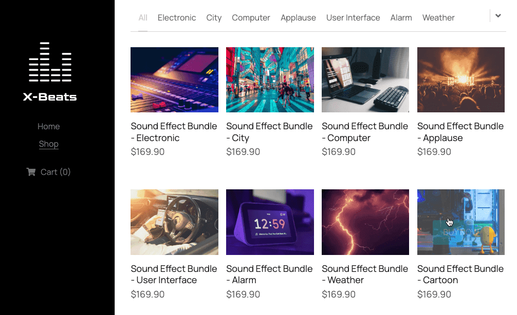 Plantilla X-Beats de Strikingly