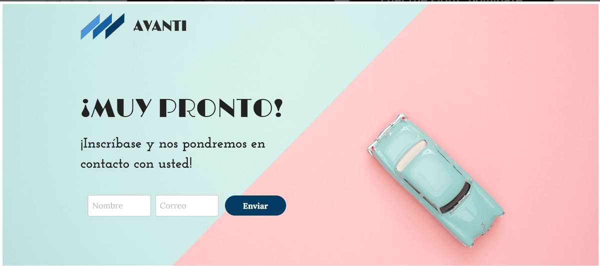 Plantilla Avanti de Strikingly