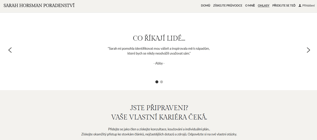 Šablona Startup Coach od Strikingly